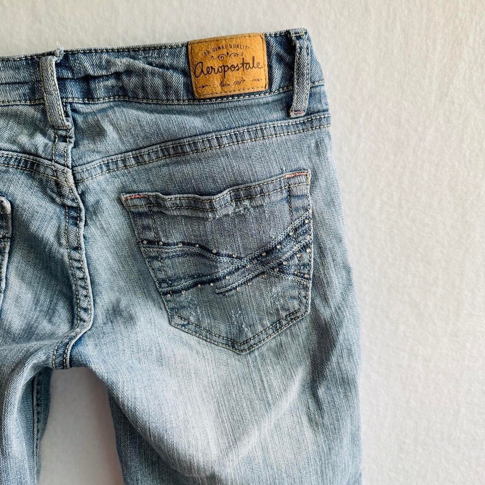 Aeropostale Bayla Skinny Jeans Womens 3/4 Light Wash Low Rise Distressed Y2K - Picture 8 of 8
